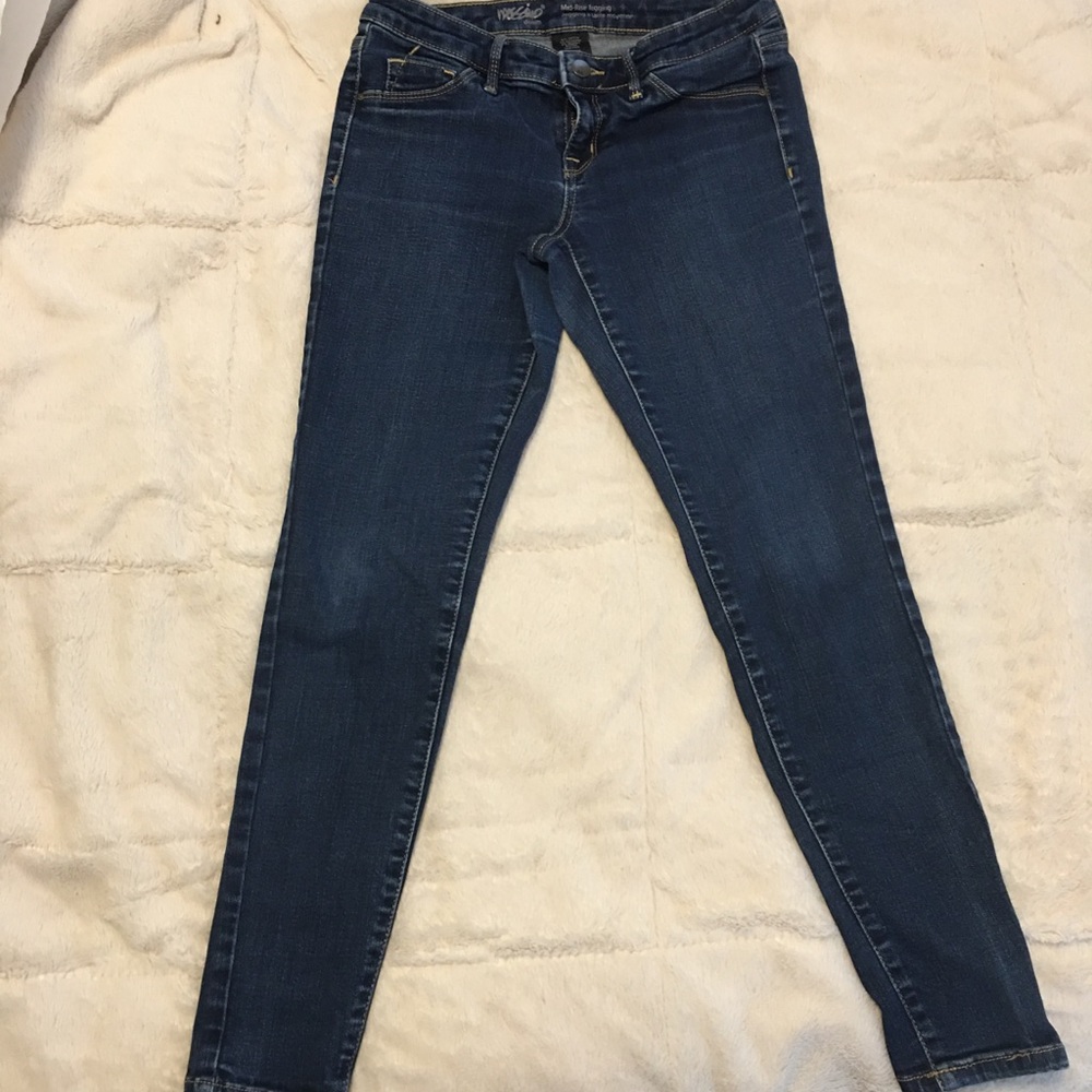 2 pair, dark blue jeggings size 2